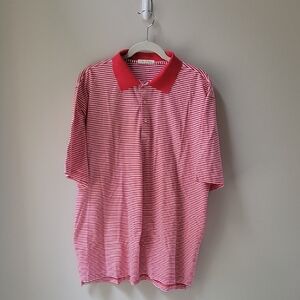 Peter Millar Red and‎ White Striped Polo Shirt Men Size XL